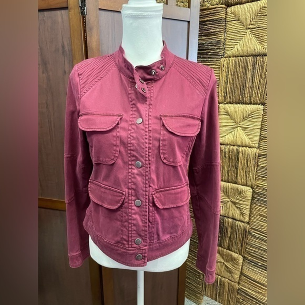 Sanctuary Burgandy cotton Moto style jacket Size small